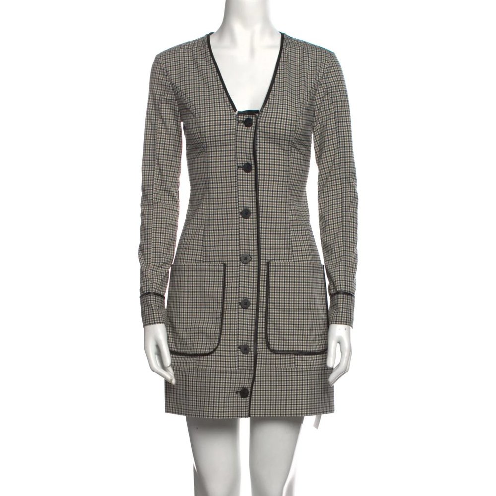 STAUD Fairham Evergreen Plaid Print Mini Dress NWT